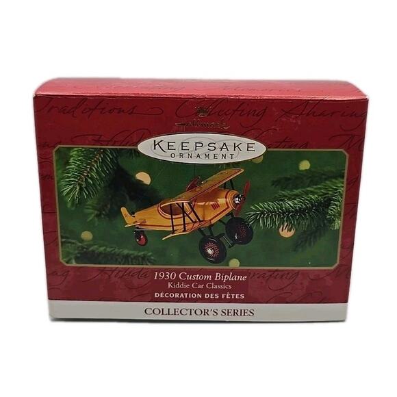 2001 Hallmark Ornament 1930 Custom Biplane Kiddie Car Classic New U67 - Picture 7 of 8